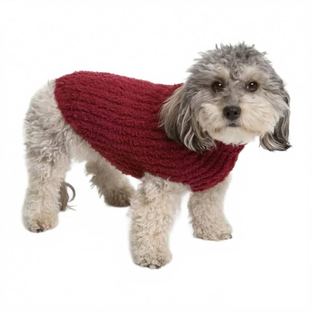 NEW BAREFOOT DREAMS pet sweater in cranberry